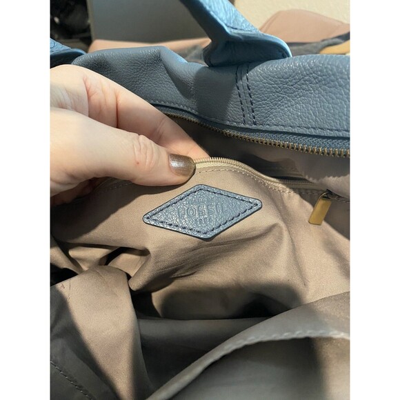 Fossil Jori Satchel Handbag Mini Duffle Blue Leather Handles Shoulder Strap - Picture 7 of 8